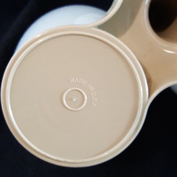 Vintage Tupperware 757 Condiments Caddy Carrier Bowl Plastic Brown White Picnic - Picture 4 of 6